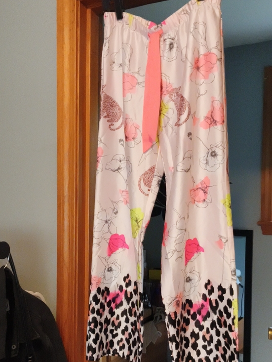 Victoria's Secret Other - Victoria's Secret Silk Lounge Pants with Neon Pink & Coral Floral Print S NWOT